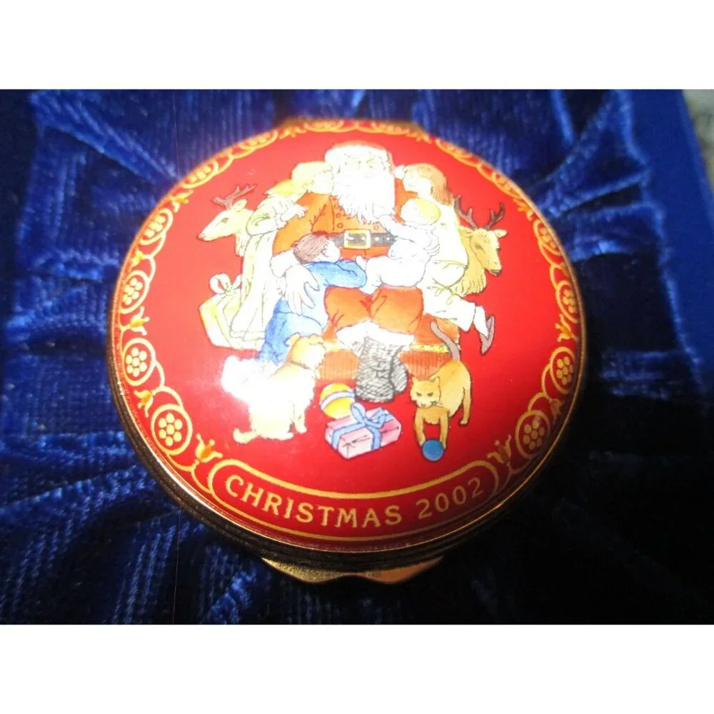 Enamel Box, Halcyon Days, Christmas 2002, Snuff Pill‎ Jewelry Trinket England